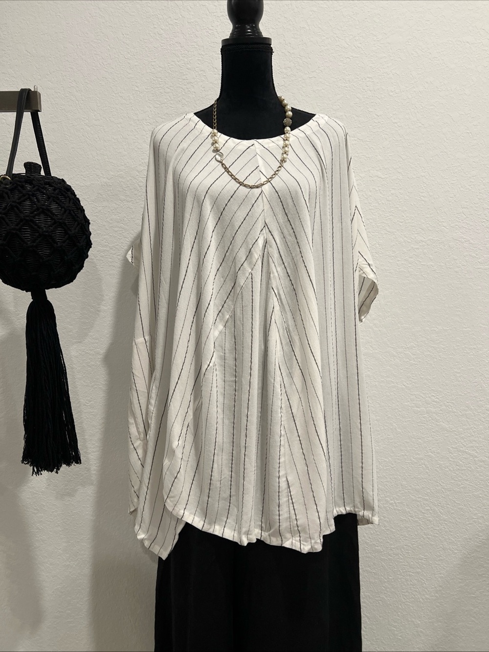 Moyuru White Pinstripe Oversized Blouse